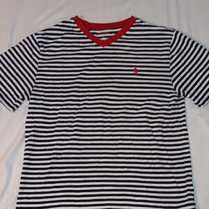 Mens Polo Ralph Lauren Striped V neck Short Sleeve Tshirt